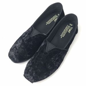 TOMS Black Velvet Slip On Shoes